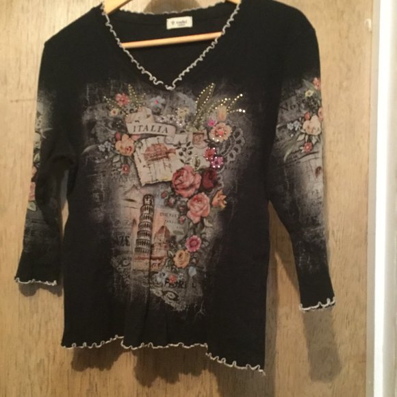 Y2K graphic lettuce hem tee - Picture 1 of 7